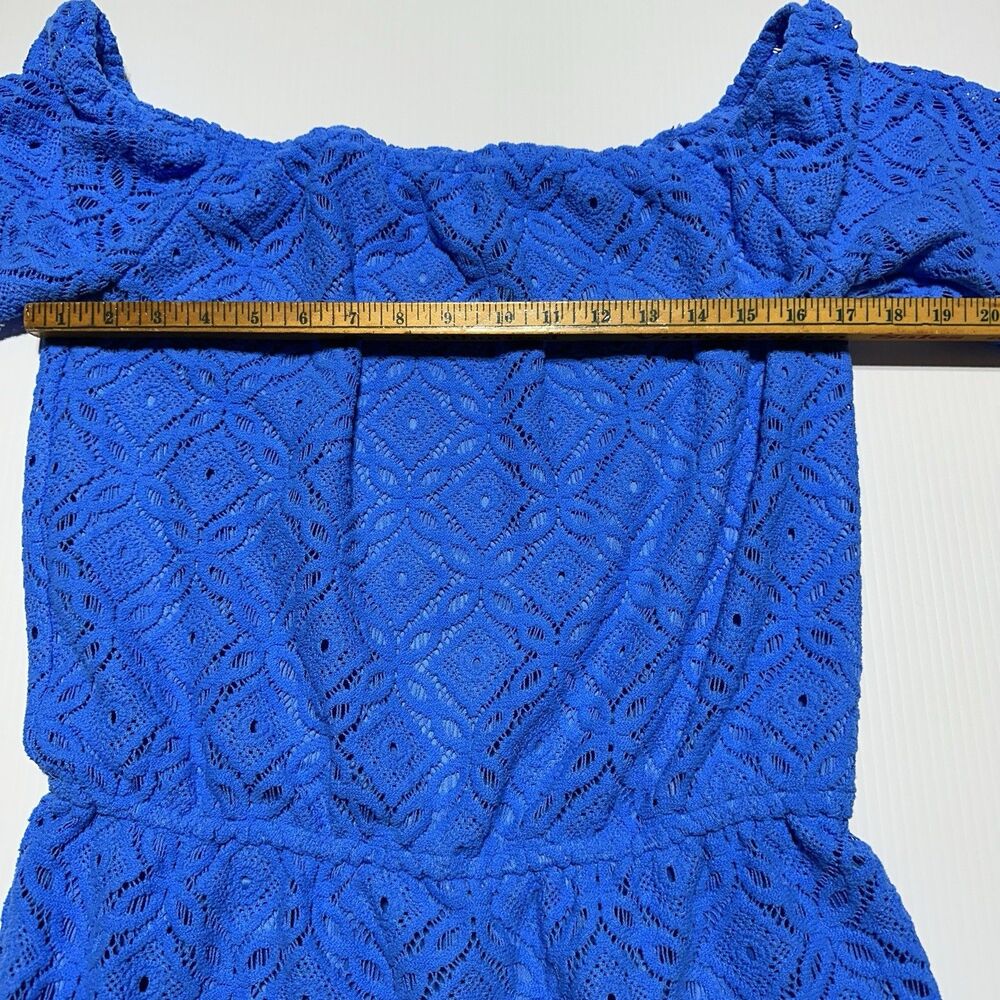 Lilly Pulitzer Lana Skort Romper Dress Blue Thistle Lace Size L Off The Shoulder - Picture 7 of 11